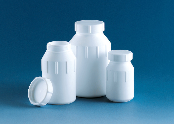 Bottle, PTFE, wide neck, with screw cap PTFE