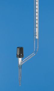 Burettes, SILBERBRAND, class B, Boro 3,3, lateral valve cock, black Schellbach stripe