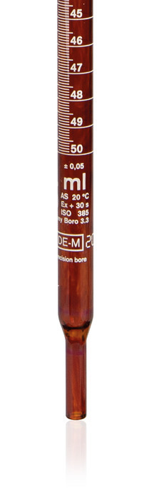 Spare burette length  for compact burette, Boro 3,3, amber