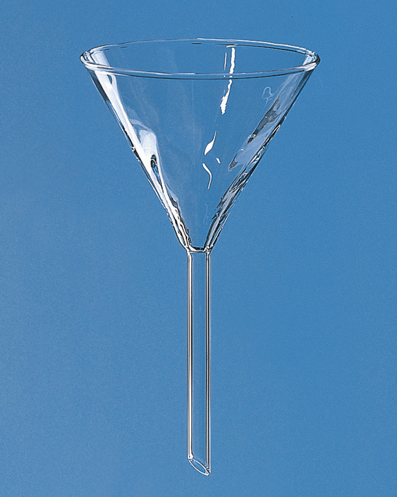 Funnels, short stem, fluted interior, Boro 3,3