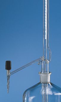 Automatic burettes Pellet pattern, BLAUBRAND®, class AS, DE-M, without intermediate stopcock, lateral valve cock, blue Schellbach stripe