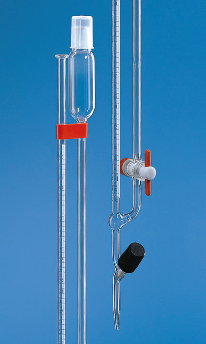 Micro-burettes (Bang), BLAUBRAND®, class AS, Boro 3,3, DE-M, straight valve cock, blue Schellbach stripe