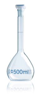 Volumetric flasks, BLAUBRAND®, class A, Boro 3,3, DE-M, with PP stopper, Incl. batch certificate with serial number