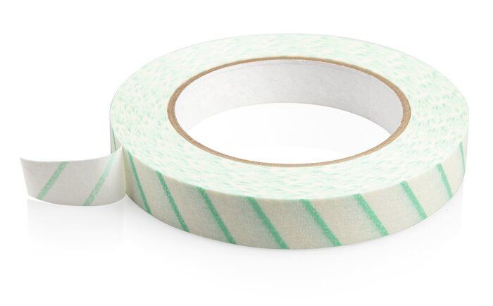 Sterilization indicator tape for temperature indication, crepe paper, self-adhesive