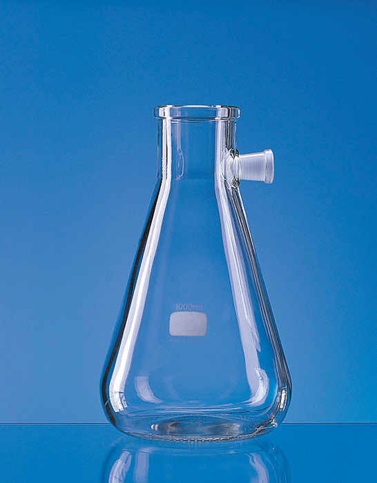Filter flask, Boro 3,3, with lateral socket