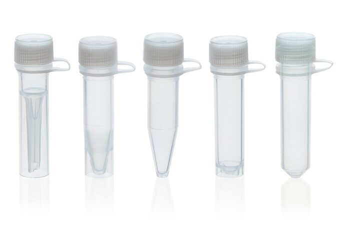 Microcentrifuge tubes, PP, with attached screw-cap, PE, ungraduated, BIO-CERT® PCR QUALITY