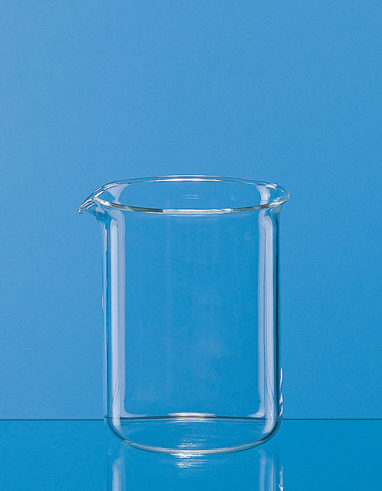 Beakers, short form, Boro 3,3, ungraduated, with spout