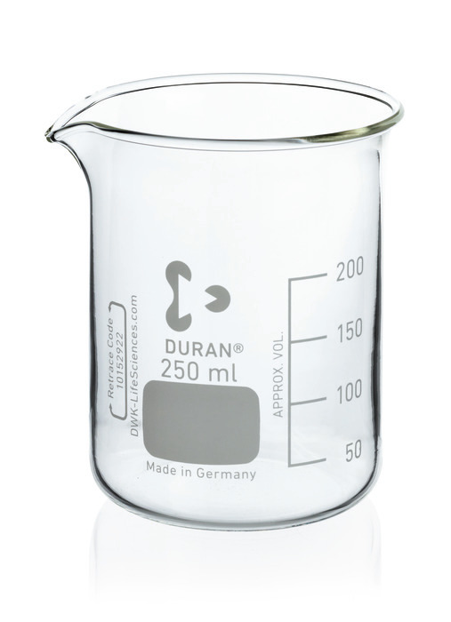 Beakers, short form, Boro 3,3, graduated, with spout