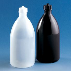 Bottle, PE-LD, for compact automatic burette and automatic burette Schilling, with screw cap and tube bushing