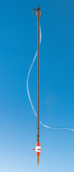 Compact-Automatic burettes, BLAUBRAND®, amber, class AS, Boro 3,3, DE-M, white printed scale