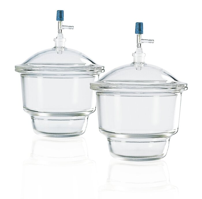 Desiccators with socket in lid, Boro 3,3, with stopcock