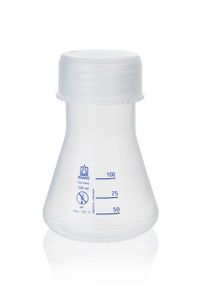 Erlenmeyer flasks, wide neck, PP, graduated, with screw cap GL 45
