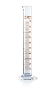 Graduated cylinders, tall form, BLAUBRAND ETERNA, class A, Boro 3,3, DE-M