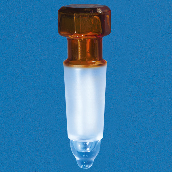 Conical ground joint stopper, amber, Boro 3,3, polished