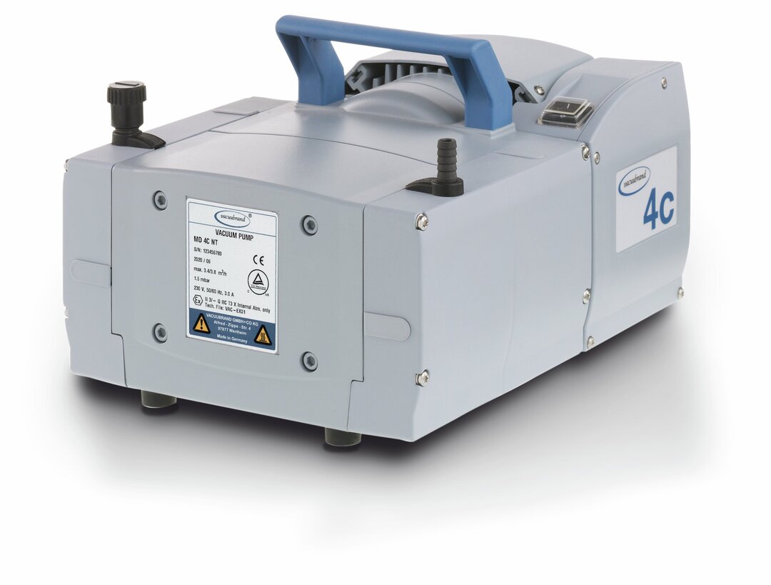 Chemistry diaphragm pump MD 4C NT, three stage,certification (NRTL): C/US,230 V / 50-60 Hz, UK/IN mains cable