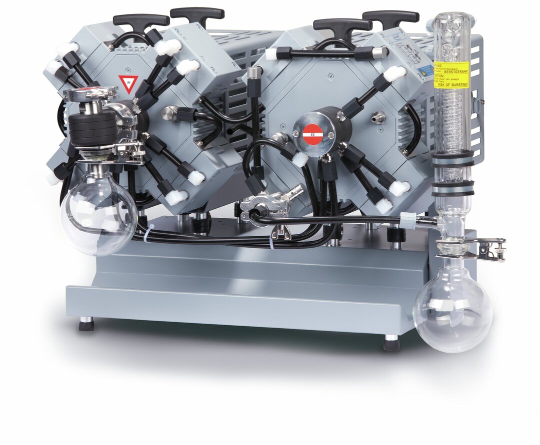 Chemistry pumping unitMV 10C EX VARIO +AK+EK,four stage, 230 V / 50 Hzwith ATEX approval:pumping chamber (pumped gases):II 2G Ex h IIC T3 Gb Xenvironment (without inert purge gas):II 3G Ex h IIB T4 Gc Xenvironment 