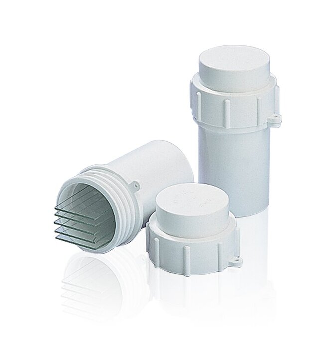 Transport box for microscope slides, PP, round