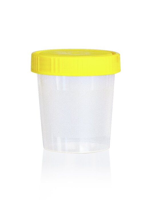 Universal container, PP, with screw cap PE (yellow), y-sterile