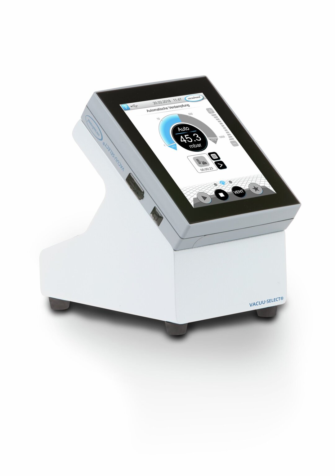 VACUU·SELECT complete controller,bench-top device, with solenoid valve,PVDF/fluoroplastics,100-230V / 50-60Hz, plug CEE/CH/UK/US/AUS/CN