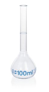 Volumetric flasks, BLAUBRAND®, class A, DE-M, Boro 3,3, beaded rim, ISO batch certificate