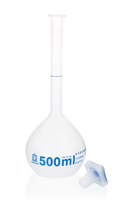 Volumetric flasks, PP, class B, transparent, with PP stopper